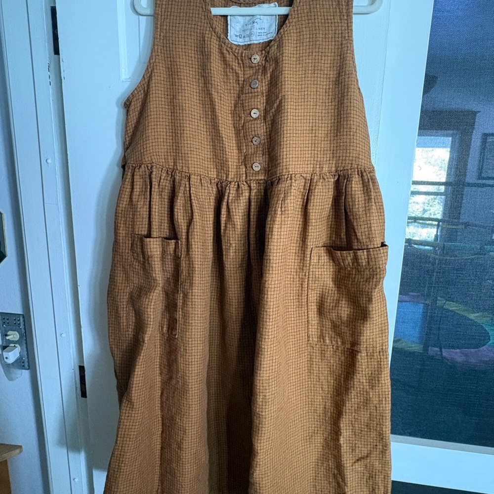 notPERFECTLINEN Brown Checkered Dress